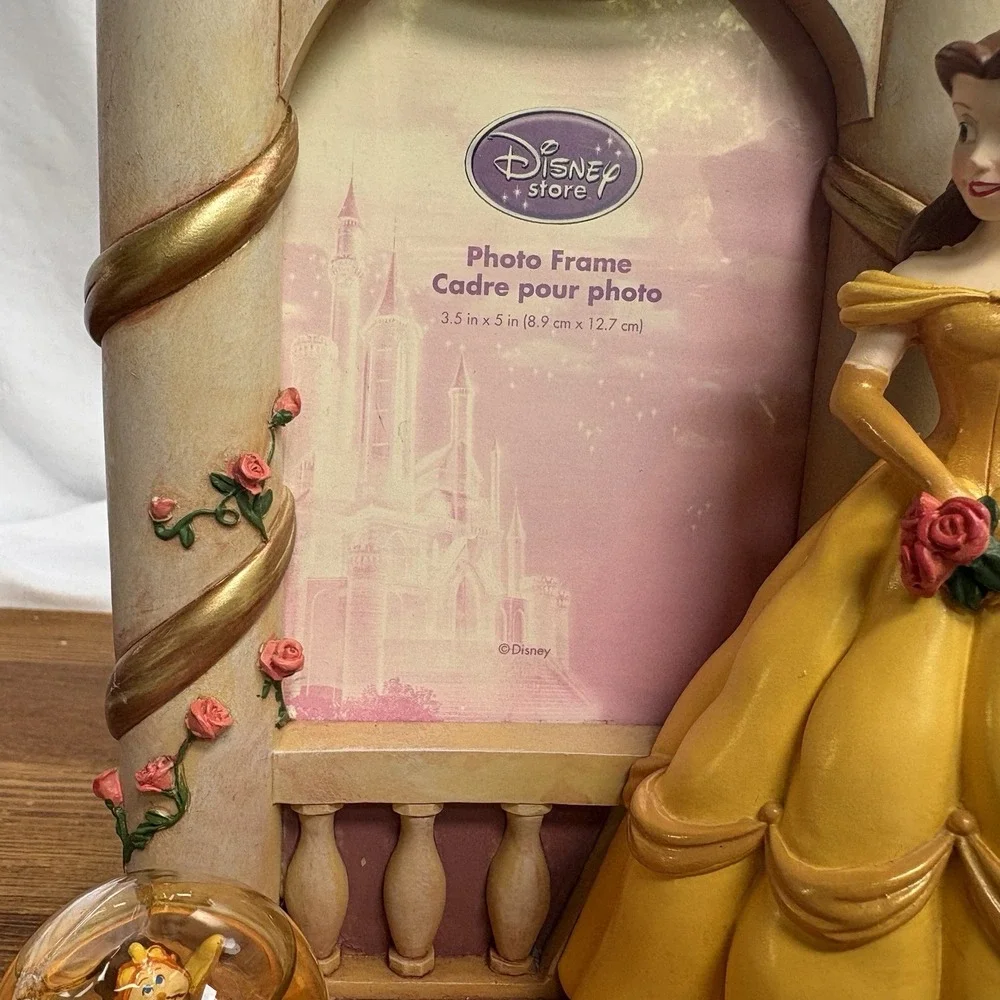 Disney Store Beauty & The Beast Belle Resin 3.5x5 Photo Frame Lumiere Cherubs